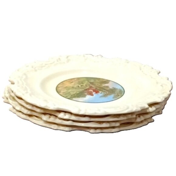 RARE Vtge Set of 4 Royal Doulton Fox Hunt Fancy Scroll Edge Luncheon Plates 9.5" - Picture 3 of 12